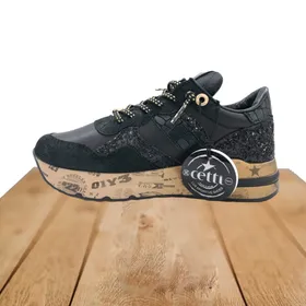 Cetti Wedge Sneakers Leather Black