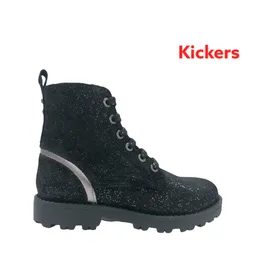 Kickers Boots Leather Black Small Heel