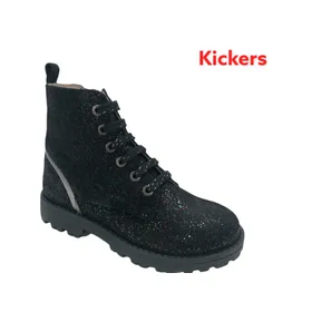 Kickers Boots Leather Black Small Heel