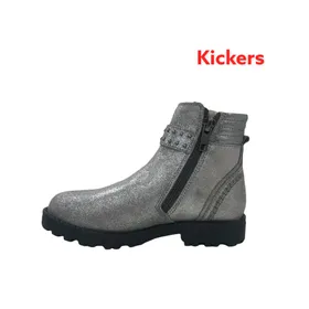 Kickers Boots Leather Metallic Grey