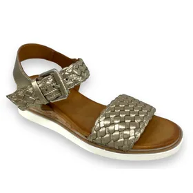 Double Heart Sandalen Leder Brons