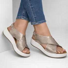 D'Chicas Keil Sandalen Leder Metall