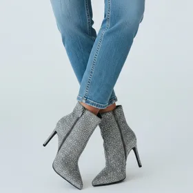 Ankle Boots Silver Super shoes with High Heel 10 cm