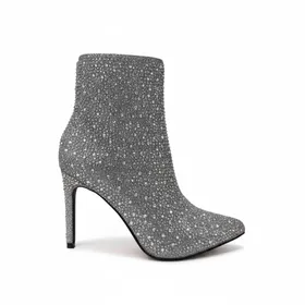 Ankle Boots Silver Super shoes with High Heel 10 cm