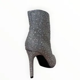 Ankle Boots Silver Super shoes with High Heel 10 cm
