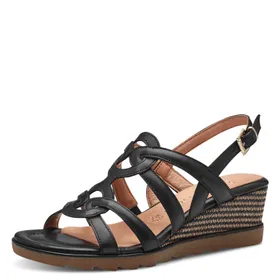 Sandales Compensées Cuir Noir Marco Tozzi