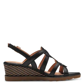 Sandales Compensées Cuir Noir Marco Tozzi