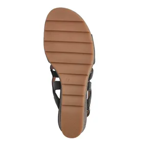 Sandales Compensées Cuir Noir Marco Tozzi
