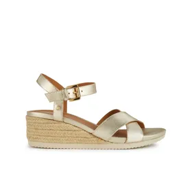 Sandales compensées Geox cuir or
