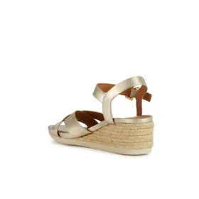 Sandales compensées Geox cuir or