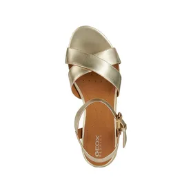 Sandales compensées Geox cuir or