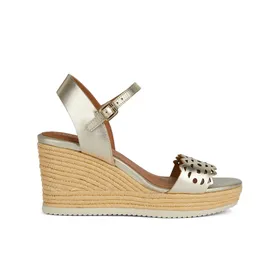 Sandales Compensées Geox Cuir Or