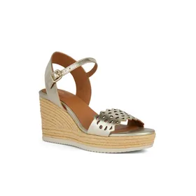 Sandales Compensées Geox Cuir Or