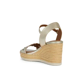 Sandales Compensées Geox Cuir Or