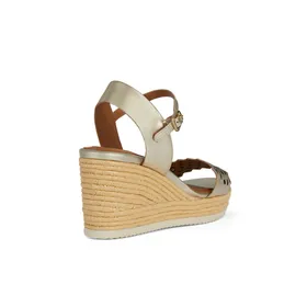 Sandales Compensées Geox Cuir Or