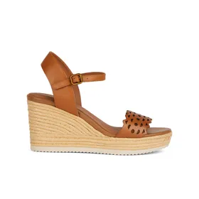 Sandales Compensées Geox Cuir Brun