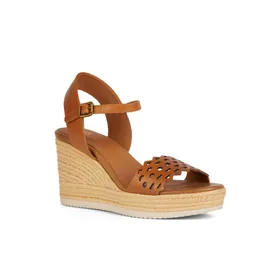 Sandales Compensées Geox Cuir Brun