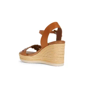 Sandales Compensées Geox Cuir Brun