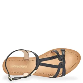 Les Tropéziennes Flache Sandalen Leder Schwarz