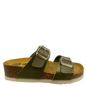 Mules Brinkmann Vert à Talon Compensé