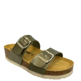 Mules Brinkmann Vert à Talon Compensé