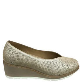 D'Chicas Wedge Shoes Leather Beige