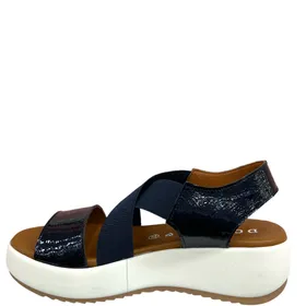 Sandales compensées D'Chicas Bleu Cuir