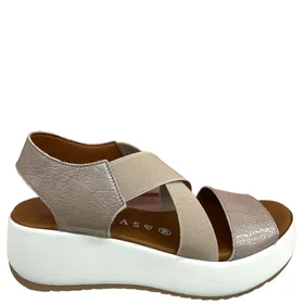 D'Chicas Wedge Sandalen Leder Taupe