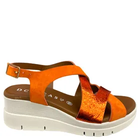 Sandales compensées D'Chicas cuir orange