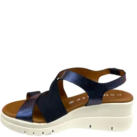 D'Chicas Wedge Leather Blue Sandals