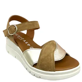 D'Chicas Keil Sandalen Leder Braun