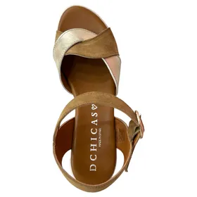 D'Chicas Keil Sandalen Leder Braun