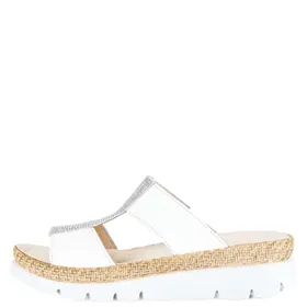 Gabor Leather White Mules Wedge