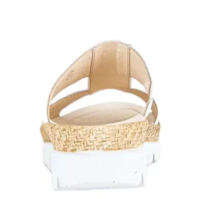 Gabor Leather White Mules Wedge