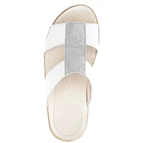 Gabor Leather White Mules Wedge