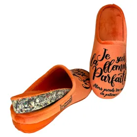 Mule Humour Pantoufles Orange Textile