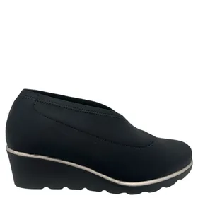 D'Chicas Wedge Shoes Black Textile