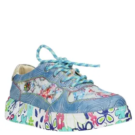 Laura Vita Sneakers Bleu Cuir-Textile
