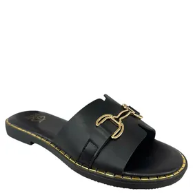 Double Heart Mules Zwart