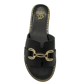 Double Heart Mules Zwart