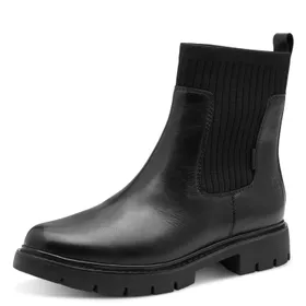 Tamaris Comfort Ankle Boots Black Leather-Textile