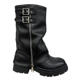 Mid-calf Boots Black with Heel