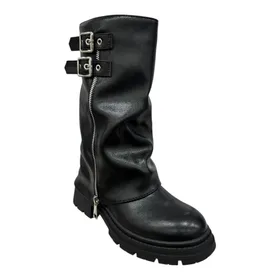Mid-calf Boots Black with Heel