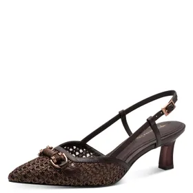 Tamaris Sandalen Slingback Bruin Leer-Textiel