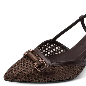 Tamaris Sandalen Slingback Bruin Leer-Textiel