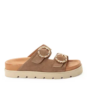 Tamaris Mules Taupe Suède