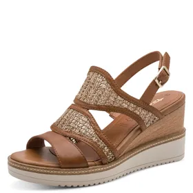 Tamaris Sandals Cognac Leather Textile