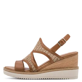 Tamaris Sandals Cognac Leather Textile
