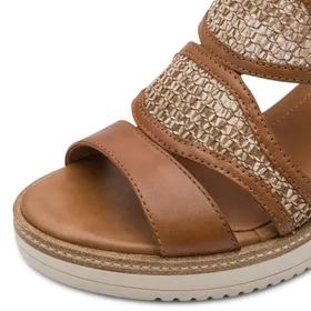 Tamaris Sandals Cognac Leather Textile