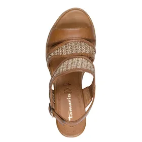 Tamaris Sandals Cognac Leather Textile